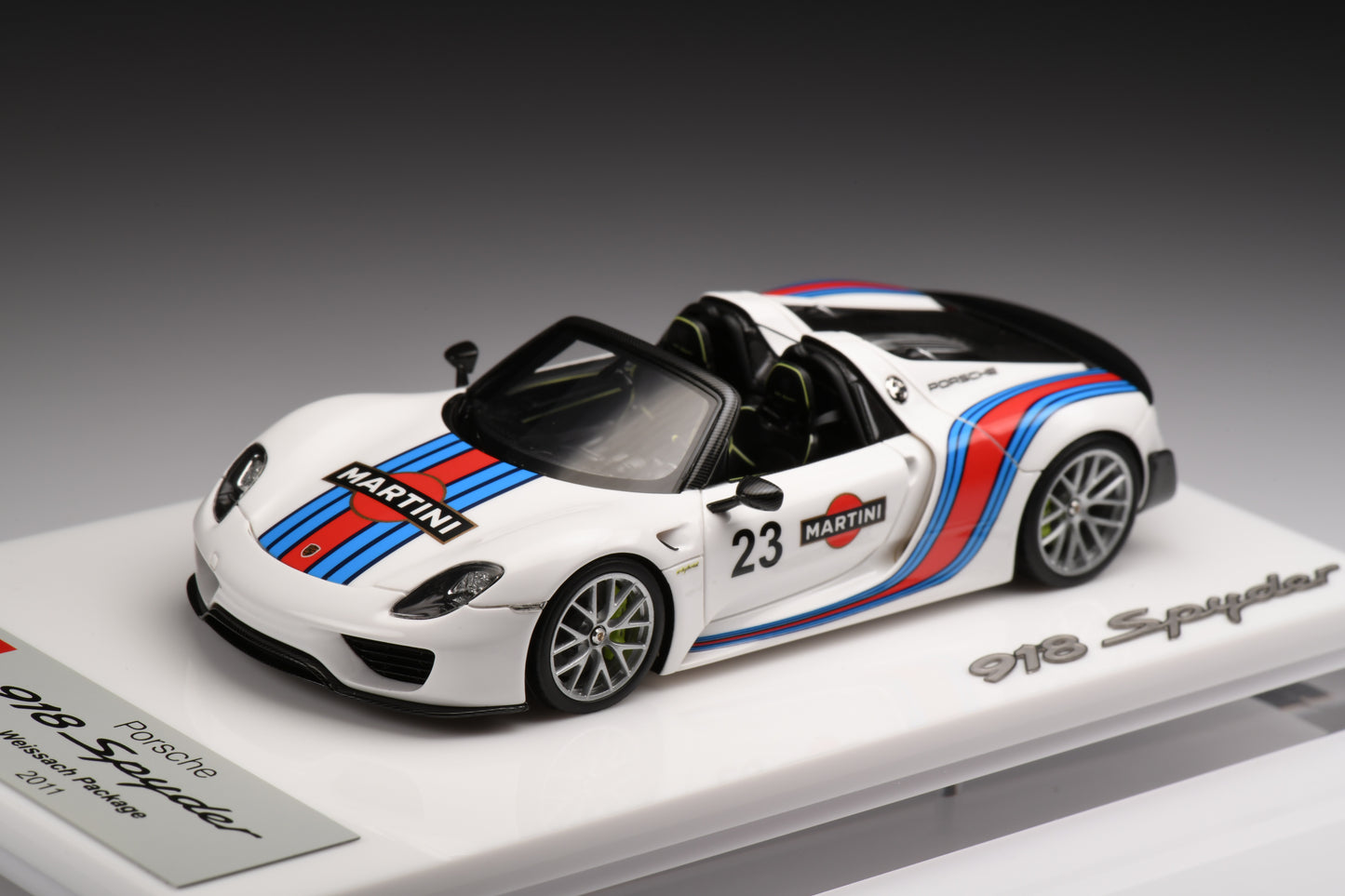 1:43 MakeUp Porsche 918 Spyder Weissach Package 2011 Martini Stripe EM569A