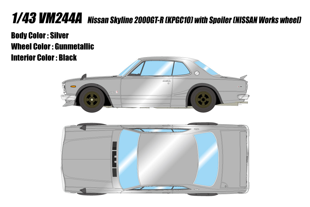 Pre-Order 1:43 Nissan Skyline 2000 GT-R (KPGC10) with Spoiler (NISSAN Works wheel) VM244