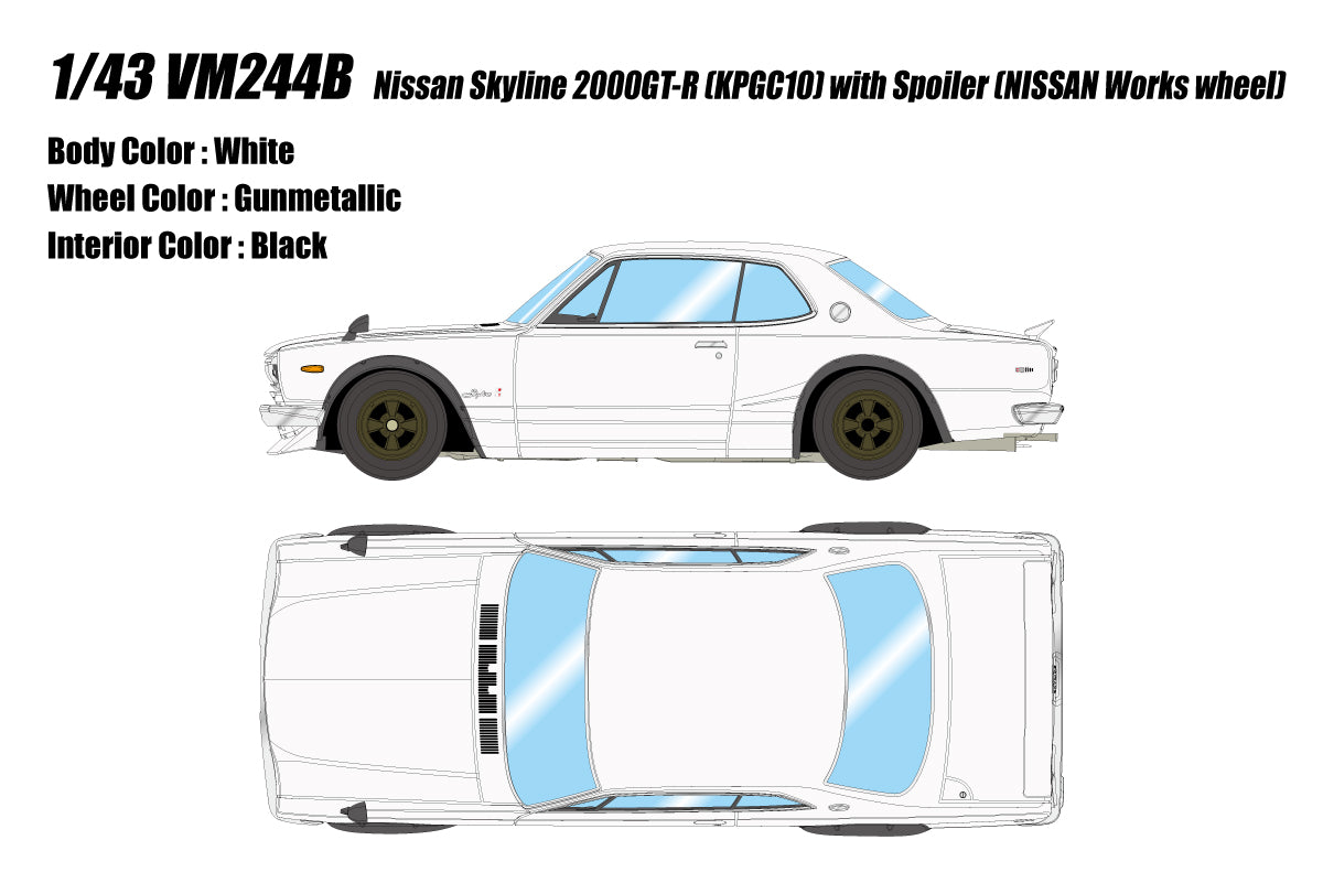 Pre-Order 1:43 Nissan Skyline 2000 GT-R (KPGC10) with Spoiler (NISSAN Works wheel) VM244