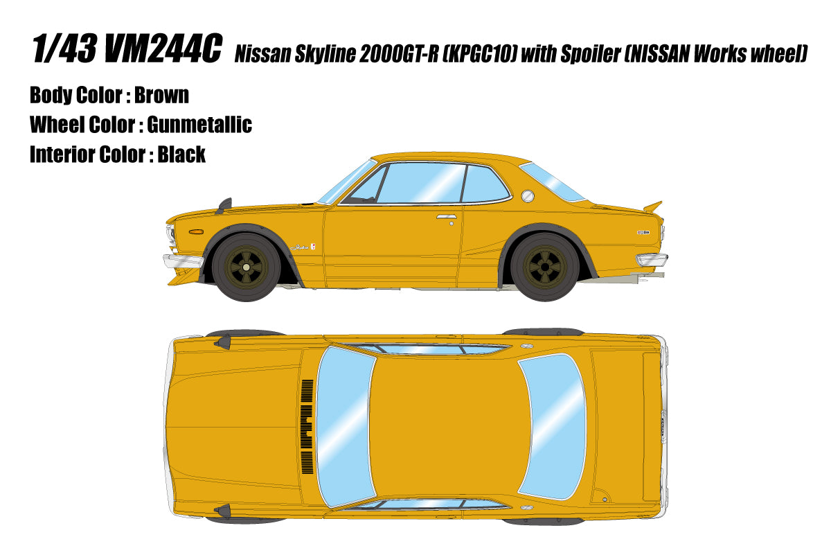 Pre-Order 1:43 Nissan Skyline 2000 GT-R (KPGC10) with Spoiler (NISSAN Works wheel) VM244