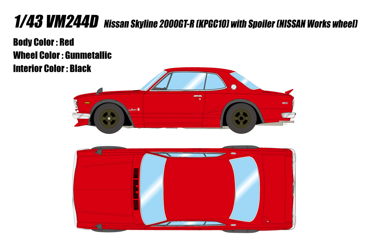 Pre-Order 1:43 Nissan Skyline 2000 GT-R (KPGC10) with Spoiler (NISSAN Works wheel) VM244