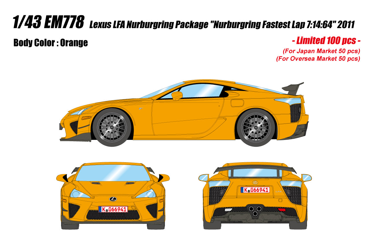 Pre-Order 1:43 MakeUp Lexus LFA Nurburgring Package "Nurburgring Fastest Lap 7:14:64" 2011 EM778