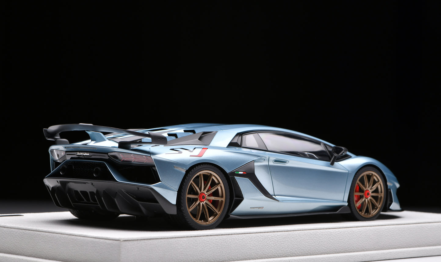 1:18 MakeUp Lamborghini Aventador SVJ 2018(Niero Wheel) Azzurro Tethys EML026F