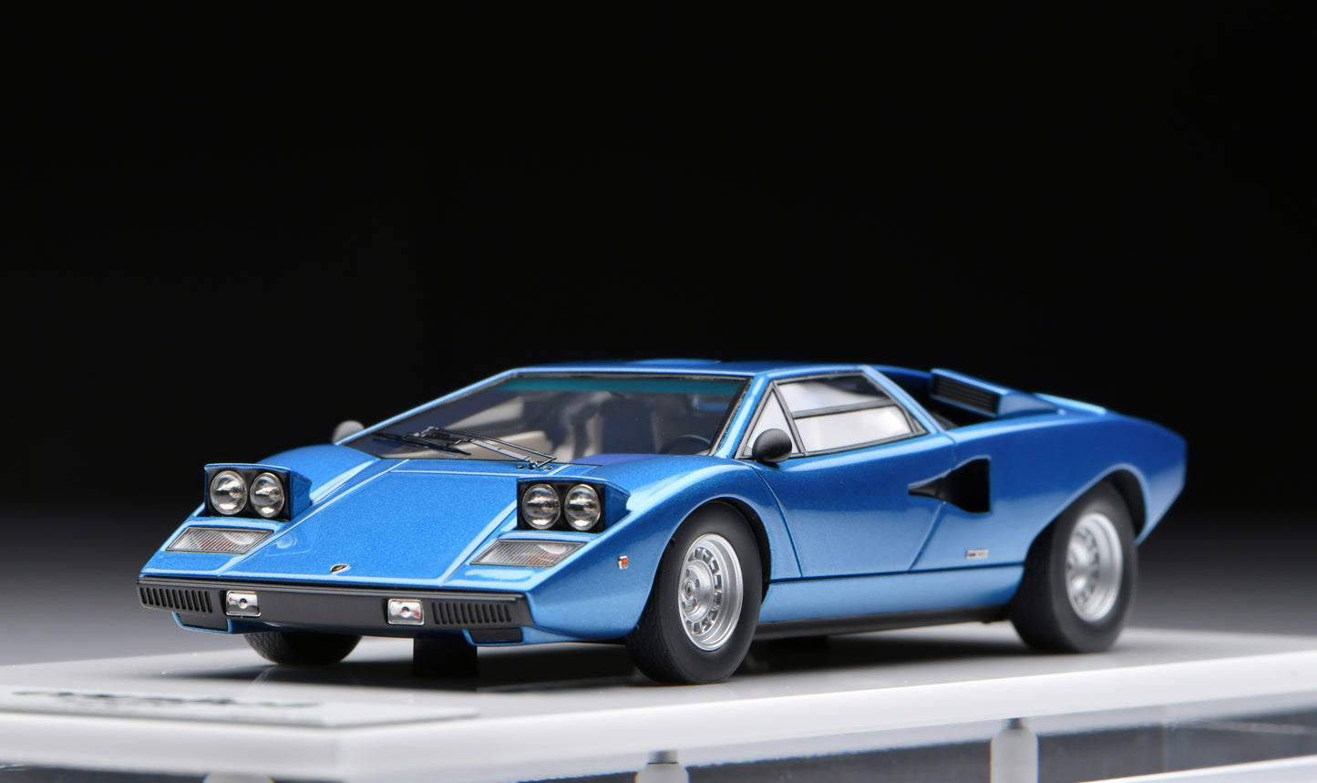1:43 MakeUp Lamborghini Countach LP400 (Head lamp up)  Tahichi Blue Metallic EM822C