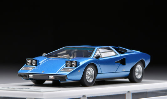 1:43 MakeUp Lamborghini Countach LP400 (Head lamp up)  Tahichi Blue Metallic EM822C