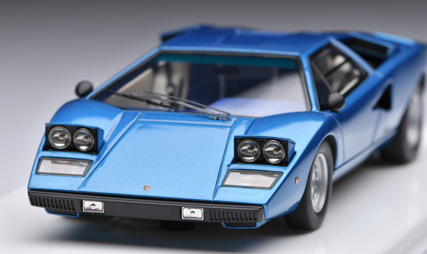 1:43 MakeUp Lamborghini Countach LP400 (Head lamp up)  Tahichi Blue Metallic EM822C