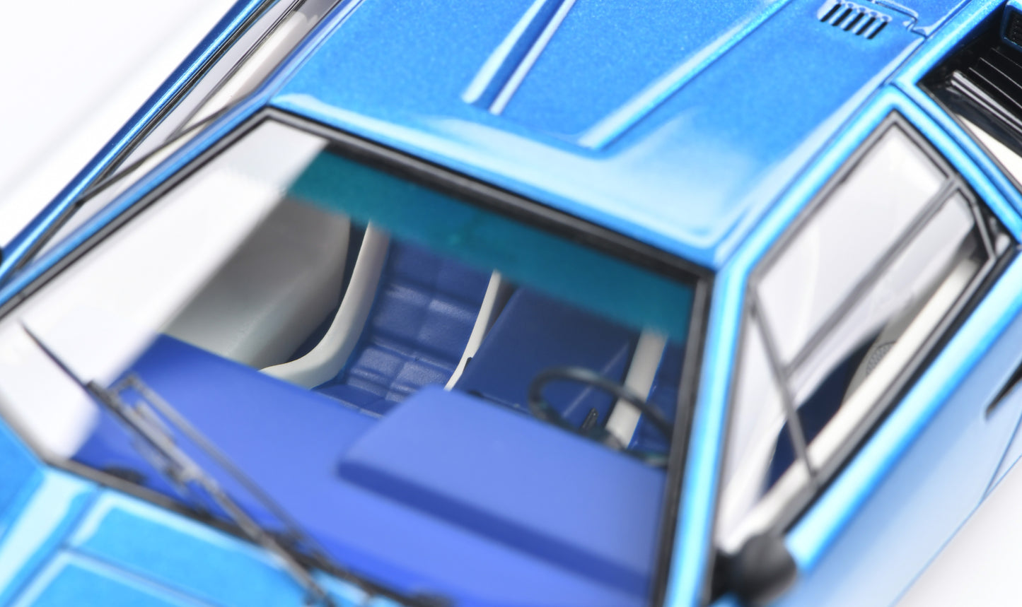 1:43 MakeUp Lamborghini Countach LP400 (Head lamp up)  Tahichi Blue Metallic EM822C