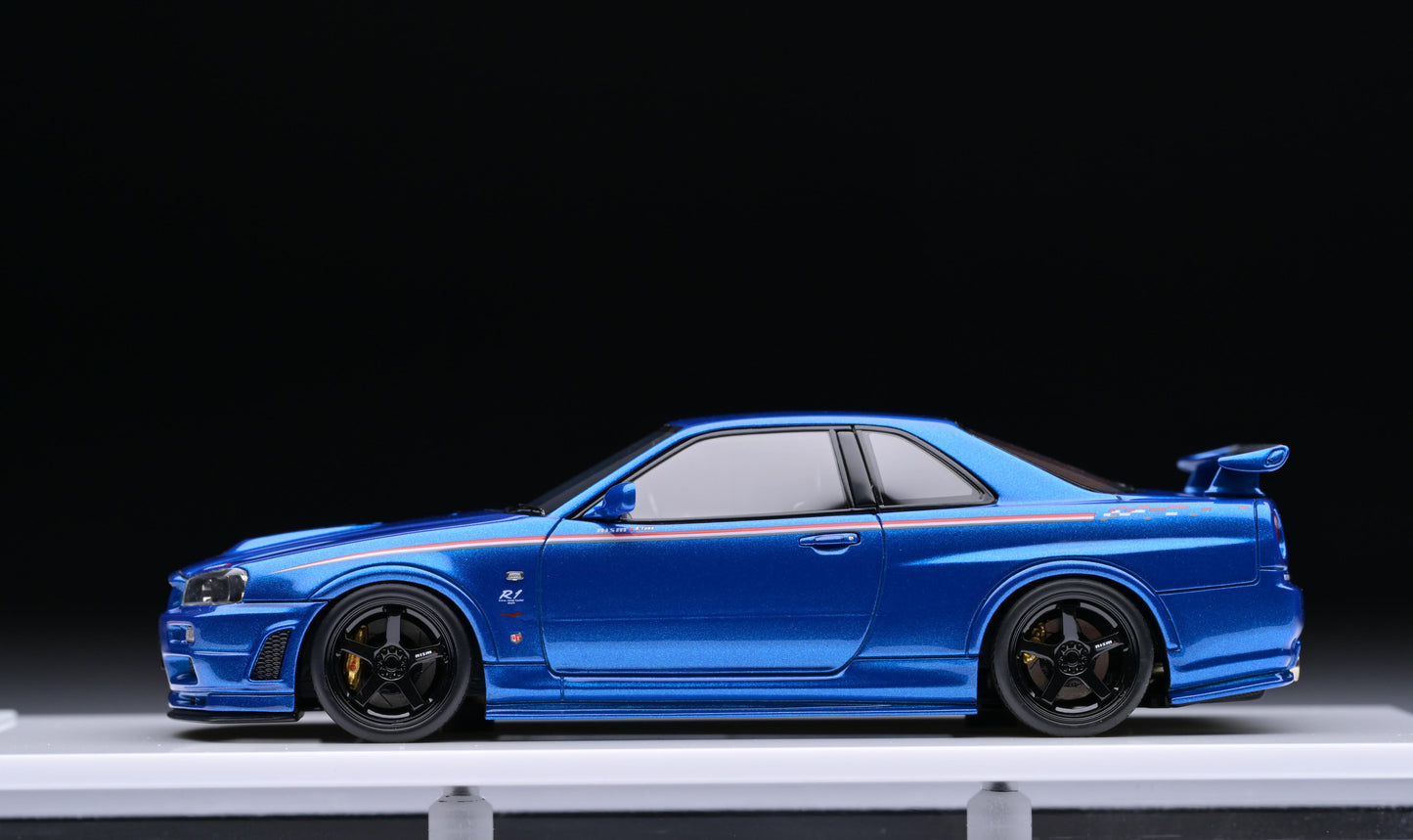 1:43 Make Up Nissan Skyline GT-R R34 NISMO R-TUNE EM436B Bayside Blue