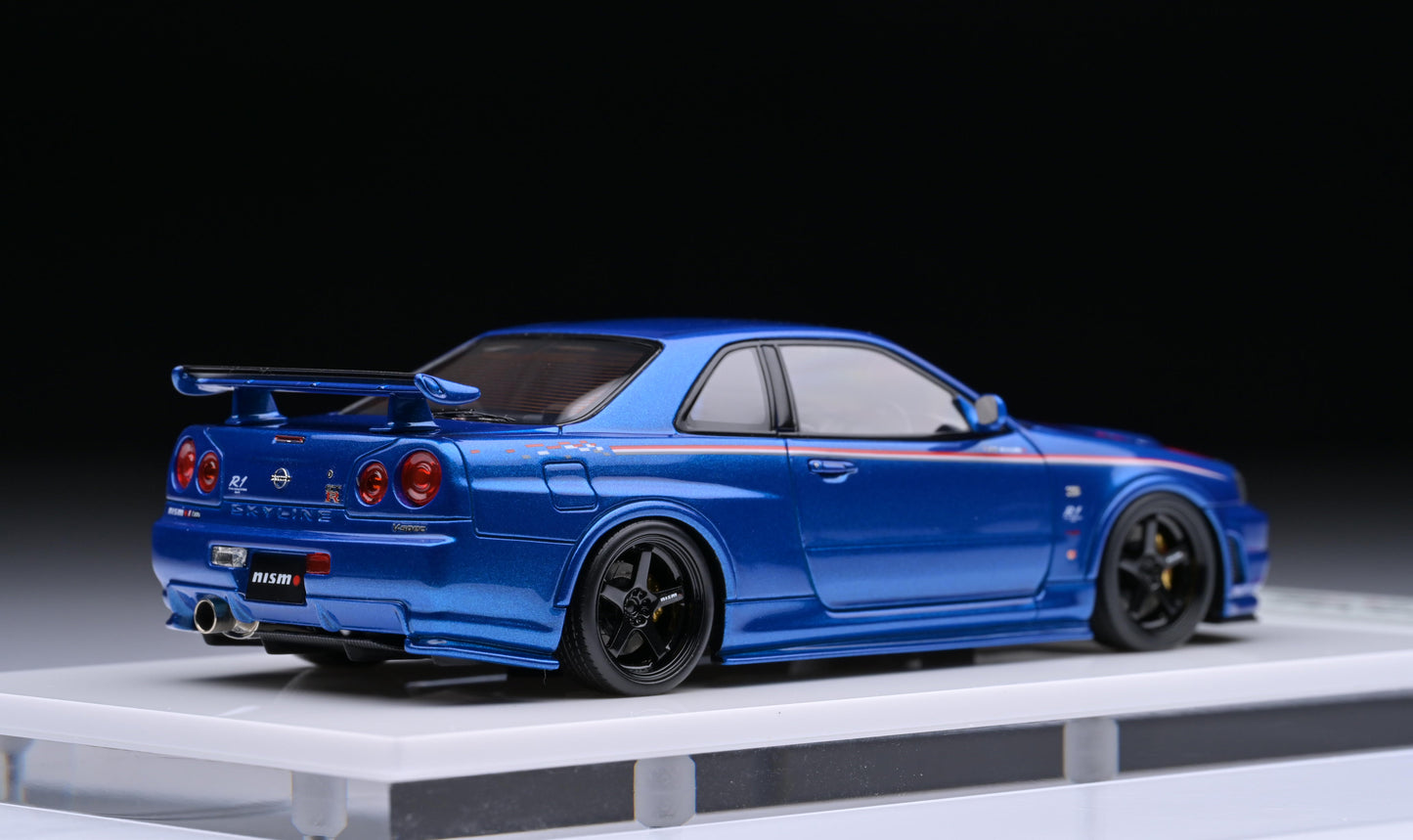1:43 Make Up Nissan Skyline GT-R R34 NISMO R-TUNE EM436B Bayside Blue