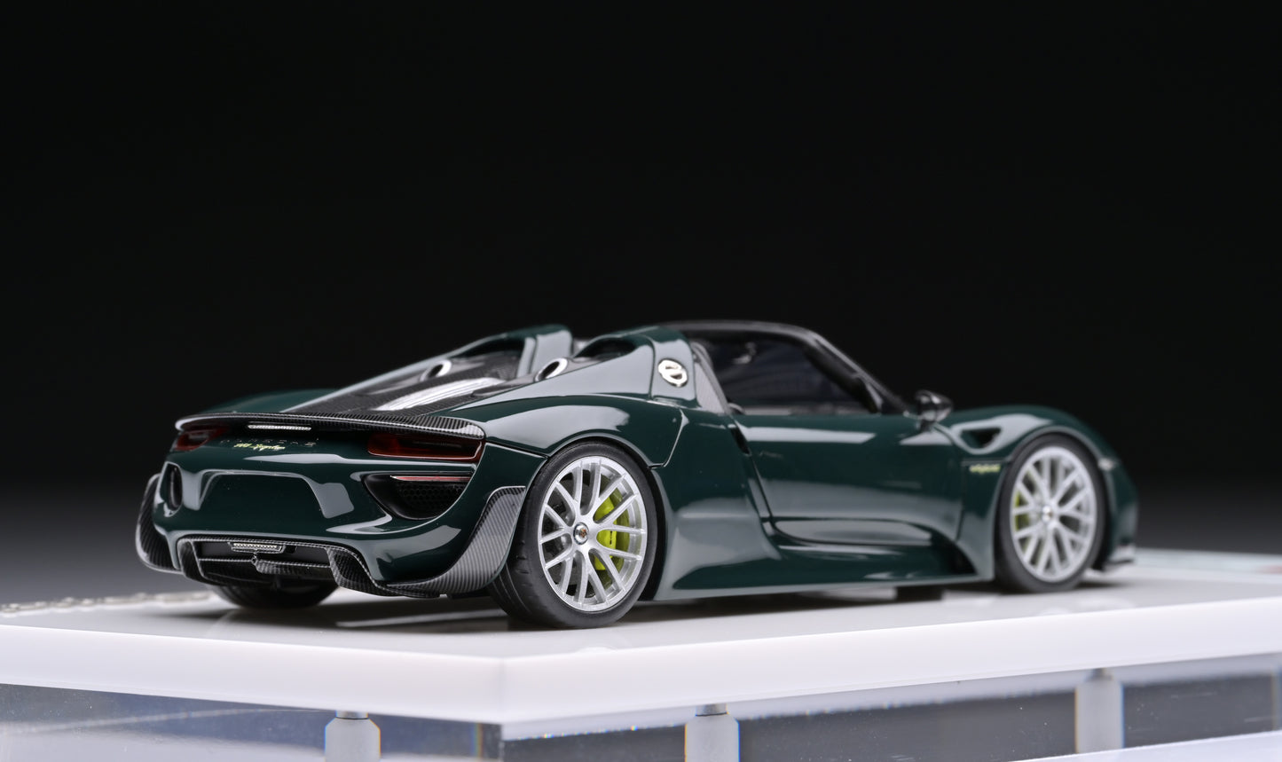 1:43 MakeUp Porsche 918 Spyder Weissach Package Brewster Green EM569G
