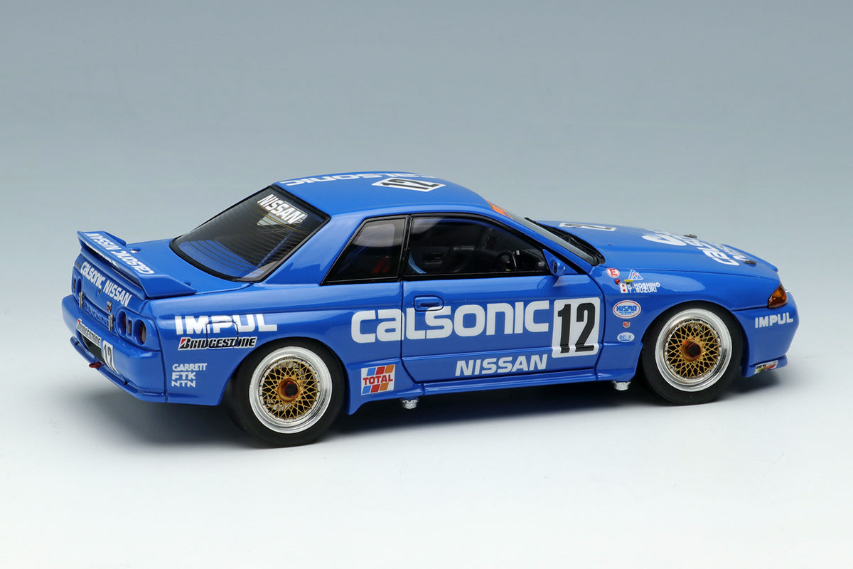 Pre-Order 1:43 MakeUp EM327 CALSONIC SKYLINE GT-R Gr.A JTC Nishi Nihon Circuit 1990 Winner