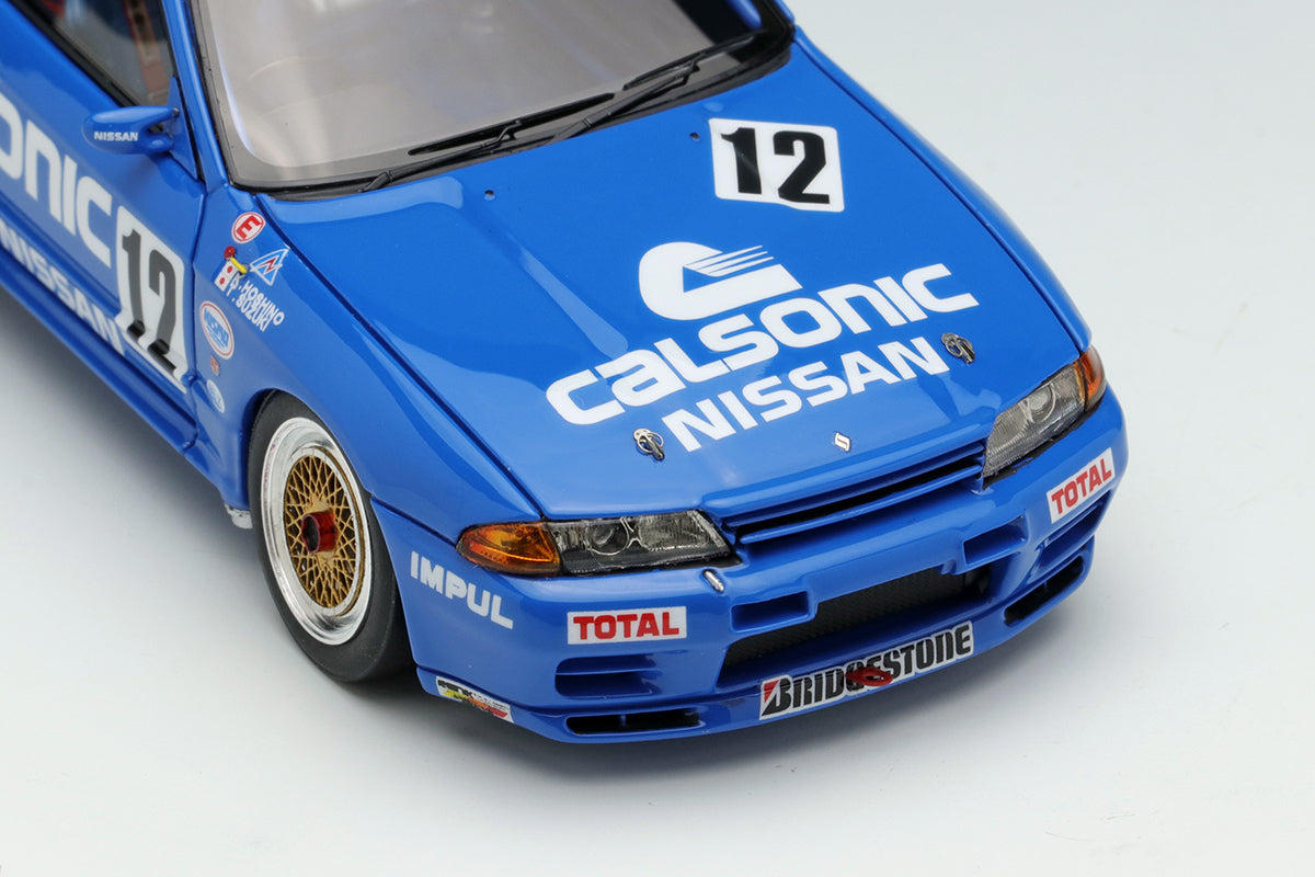 Pre-Order 1:43 MakeUp EM327 CALSONIC SKYLINE GT-R Gr.A JTC Nishi Nihon Circuit 1990 Winner