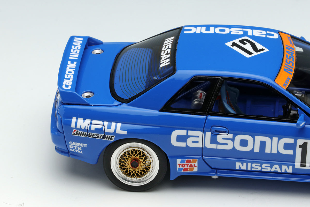 Pre-Order 1:43 MakeUp EM327 CALSONIC SKYLINE GT-R Gr.A JTC Nishi Nihon Circuit 1990 Winner