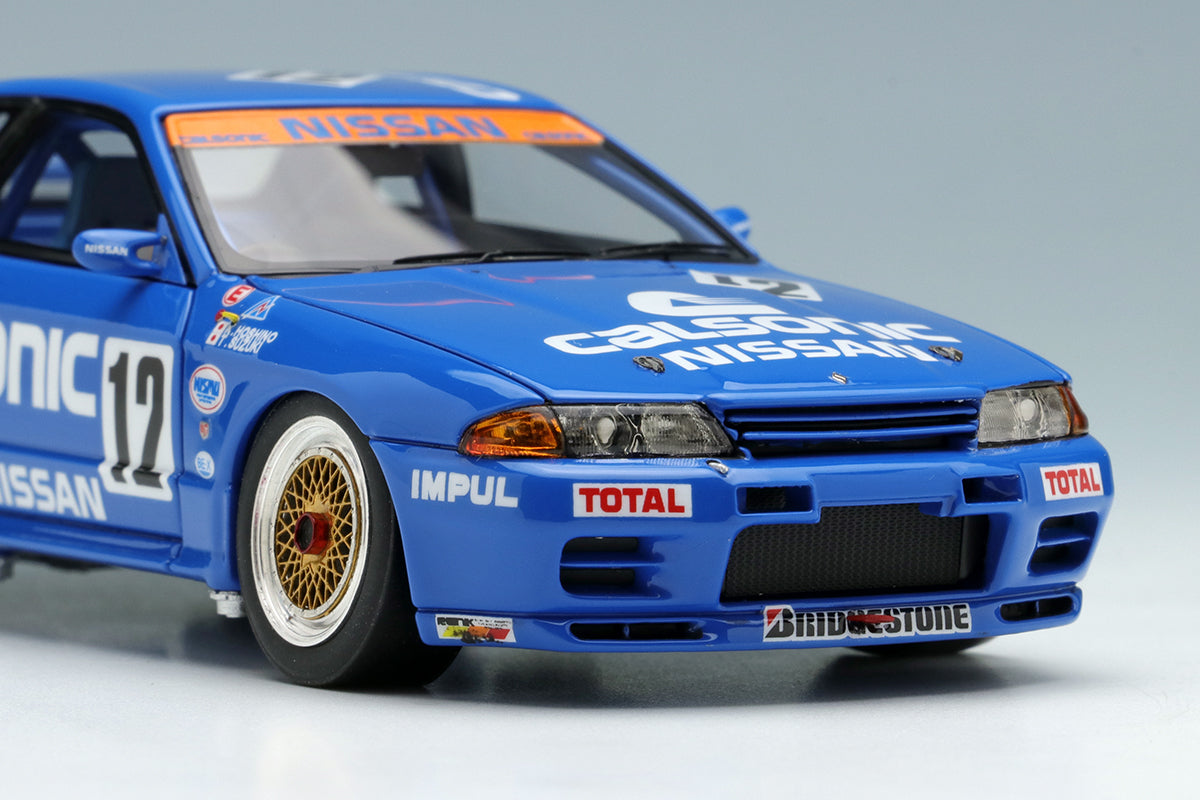 Pre-Order 1:43 MakeUp EM327 CALSONIC SKYLINE GT-R Gr.A JTC Nishi Nihon Circuit 1990 Winner